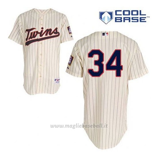 Maglia Baseball Uomo Minnesota Twins Kirby Puckett 34 Crema Alterner Cool Base